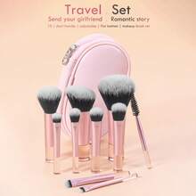 10 pezzi Mini Set di Pennelli Trucco con Borsa Porta Pennelli, Kit Pennelli Trucco Portatile da Viaggio, Pennelli Trucco Versatili per un Aspetto Perfetto