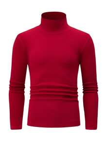 3pcs High Neck Long Sleeve T-Shirts For Men, Reversible Fleece Fabric, Warm Casual Thermal Undershirt, Autumn/Winter