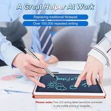tablet de escritura LCD de 10 pulgadas con cubierta protectora de poliuretano, cuaderno de escritura electrónica, tablero de dibujo borrable para adultos en casa, oficina o trabajo (café) - Marrón - Ver 4