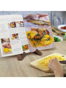 手工木制食谱书架 - 现代厨房和家居装饰，光滑的表面，坚固的食谱架，适用于台面、桌面、餐桌 - 烹饪爱好者的理想圣诞礼物，优雅的设计，耐用的木材，美食礼物