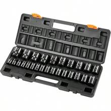 12 Drive Impact Socket Set, 65 Piece SAE 38 To 1 - 14 And Metric 10 - 24mm, 6 Point Alloy Steel Auto Repair, Easy - To - Read Size Markings, Rugged Construction, Storage - 1/2" 26PCS - View 1