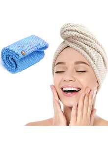 1条/4条装柔软超细纤维干发巾 - 速干、超强吸水、温和呵护女性及女孩卷发或受损发质，纯色浴室配件，浴帽，美发沙龙产品及配件，美容旅行必备 - 彩色 - 查看 8