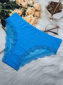 4 piezas de bragas de encaje para mujer, sexy cintura media, melocotón, transparente, alta elasticidad