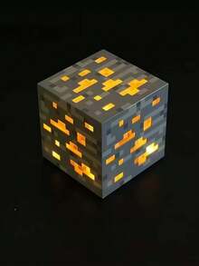 Minecraft 1pc Commemorative Edition Series Minecraft Pixel Ore Night Light - Blue/Green/Red/Yellow Style, Soft Silicone, Brightness Adjustable, USB Rechargeable, Suitable For Bedroom Decoration And Relaxation, Perfect For Sleep/Christmas And Birthday Gifts, Suitable For Teens And Adults, Themed Parties