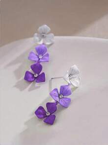 1 Par de Brincos Elegantes de Flor Gradiente Roxo, Adequado para Férias, Festivais, Festas, Personalizado Doce para Mulheres