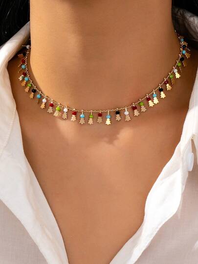 1 件简约圣诞树吊坠项链 - 彩色圣诞树链项链 - 节日珠宝礼物，适合女士和女孩