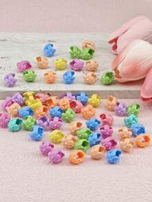 50pcs Macaron Color Flower Hair Scrunchies & Hair Clips For Girls - Multicolor - View 5
