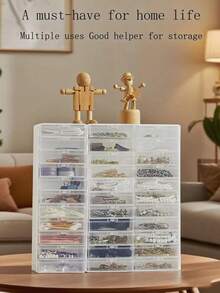 1PC Data Cable Storage Box Set, Utility Drawer Storage, Household Multi-Functional Grid Card Nail Art Organizer Box, Suitable For Bedroom, Living Room, Bathroom Data Cable, Beauty Storage And Organization, National Day Must-Have Goods, Portable Storage Box - Multicolor - View 6