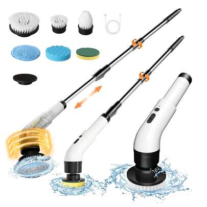 IAGREEA Electric Cleaner, Dual-Speed Adjustable Wireless Cleaning Brush Set, Detachable Handle Shower Cleaner, Equipped With 6 Replaceable Brush Heads, Highly Efficient And Convenient, Suitable For Kitchen, Floor, Bathroom And Tile Cleaning