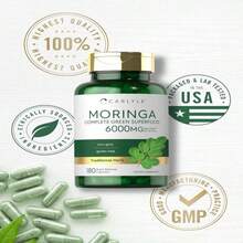 Carlyle Moringa Oleifera | 180 Capsules | Non-GMO And Gluten Free Supplement | Complete Green Superfood | From Moringa Leaf Powder - 白色的 - 查看 6