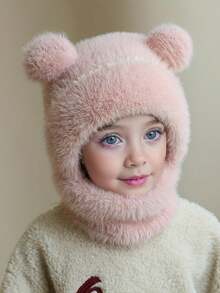 1 Set Kids Winter Hat, Scarf And Mask - Warm Fleece Balaclava Hat With Ear Ion, Suitable For 1-6 Years Old Boys And Girls, Cute Pom Pom Beanie For School, Cycling, Skiing, Children Winter Accessories, Cold Weather Gear, Comfortable Material, Hand Washable, Ideal For Little Kids - 1PC - View 4