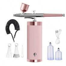 1 套便携式无绳喷枪套件，带延长软管，带空气压缩机的双动喷枪，适用于蛋糕装饰和绘画，紧凑型设计 - 彩色 - 查看 11