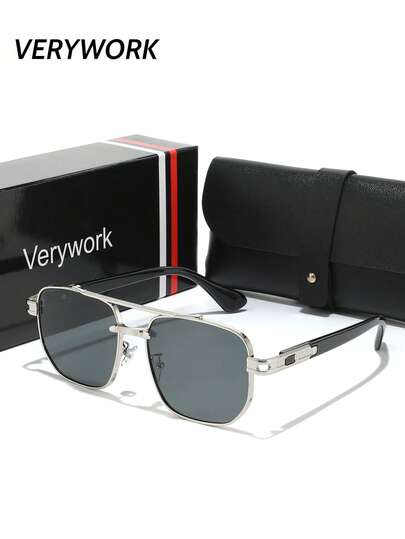  Verywork 1pc New Double Beam Ins Style Luxury Brand Design Men Fashion Glasses For Outdoor Activities Driving Shopping Golf Street Snap Vacation Outfits Fashion Accessories