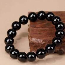 10/12/14/16mm Classic Black Agate Natural Stone Bracelet Men Charms Beaded Elastic Bracelets - 14毫米 - 查看 5