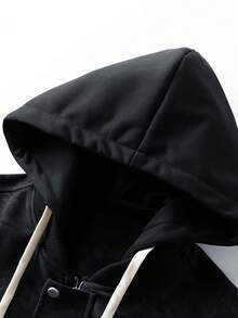 Men's Loose Fit Motorcycle Leather Jacket With Hood, New Autumn/Winter Collection - Black - View 3