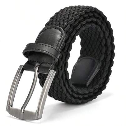 1pc Men's Solid Color Fashionable & Versatile Elastic Braided Belt For Outdoor Sports And Daily Wear Casual Summer, School Fall, Autumn, Halloween Autumn-Winter Accessories,Suitable For Teens, Youth,Men,Casual, Outdoor, Athletic, Vacation, Graduation Gifts, Birthday, Daily Wear