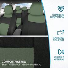 PolyPro Car Covers Full Set In Gray On Black, Front And Rear Split Covers, Easy To Install Car Seats Cover Set And Accessories Auto Trucks Van SUV - Gray - Green - View 5