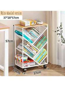 1 pieza Estantería independiente, 2 colores, sin necesidad de montaje, móvil, estantería de almacenamiento de libros sencilla para niños, estantería estrecha para la sala de estar