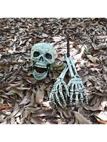 3 pièces Piquets de squelette Décorations d'Halloween - Design réaliste de crâne et d'os, décoration de jardin et d'intérieur en plastique durable, fournitures de fête d'Halloween effrayantes faciles à installer, décoration d'Halloween