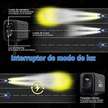 Faros LED Faros Auxiliares para Moto de 62W y 36000lm, luces auxiliares de doble color, 3 modos, Luces Exploradoras para Moto Doble ojos - Azul - Doble ojos - Azul - Ver 6
