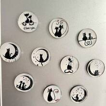 10 pièces/set Ensemble d'aimants de réfrigérateur en forme de couple de chats, convient pour la décoration de vacances, applicable pour Noël, Halloween, Pâques, Thanksgiving - Saint-Valentin - Décoration de maison et de bureau mignonne