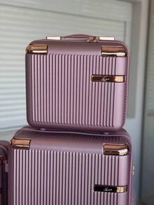 Kit 3 (2 Suitcases + 1 Toiletry Bag) Carry-On Travel Suitcase With Expandable Zipper, Anti-Bottom Zipper, Removable 360° Wheels, Hand Luggage - 乾枯玫瑰色 - 查看 5