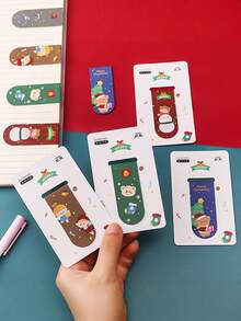 4pcs Cartoon Christmas Magnetic Bookmarks, Cute Girl Personalized Elegant Creative Bookmarks For Students, Double-Sided Paper Clip Magnetic Fridge Stickers