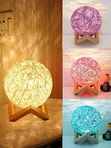 1 pieza Lámpara de estrella/luna pintada a mano DIY, luz nocturna personalizable con dibujos, pintura de color aleatorio - Blanco - Ver 17