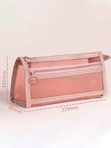 个性化姓名透明大容量铅笔盒,时尚简约铅笔盒,定制姓名铅笔盒,大容量尼龙网眼透气透明铅笔盒,考试/学生文具包,网眼铅笔袋,简约学生用品盒,学校办公用品,返校用品 - 彩色 - 查看 11