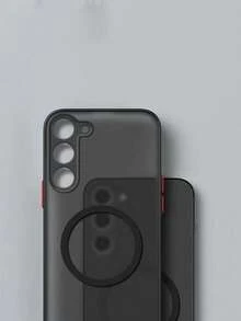 1pc Wireless Charging Matte Acrylic PC Phone Case Compatible With Samsung & IPhone Smartphones - Black - View 7