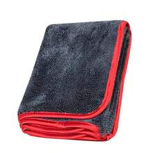 1 pieza - Toalla de secado de microfibra extra grande para vehículos, súper absorbente de doble cara con tecnología reforzada, adecuada para autos, camiones y barcos, toalla gruesa para secar y limpiar accesorios para el cuidado del automóvil - Toalla con dobladillo rojo - Ver 9