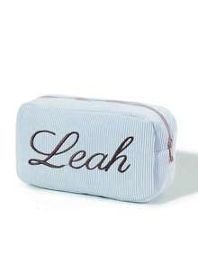 Borsa per trucchi con nome ricamato - Custodia cosmetica personalizzata in velluto a coste, organizer personalizzato per assorbenti igienici, borsa da toilette pratica per i viaggi, organizer per il trucco multifunzionale in stile vintage e moderno con design a tinta unita, ricamo di lettere elegante, regalo ideale per lei, fidanzata, fidanzato, amici - unico, morbido e di stile
