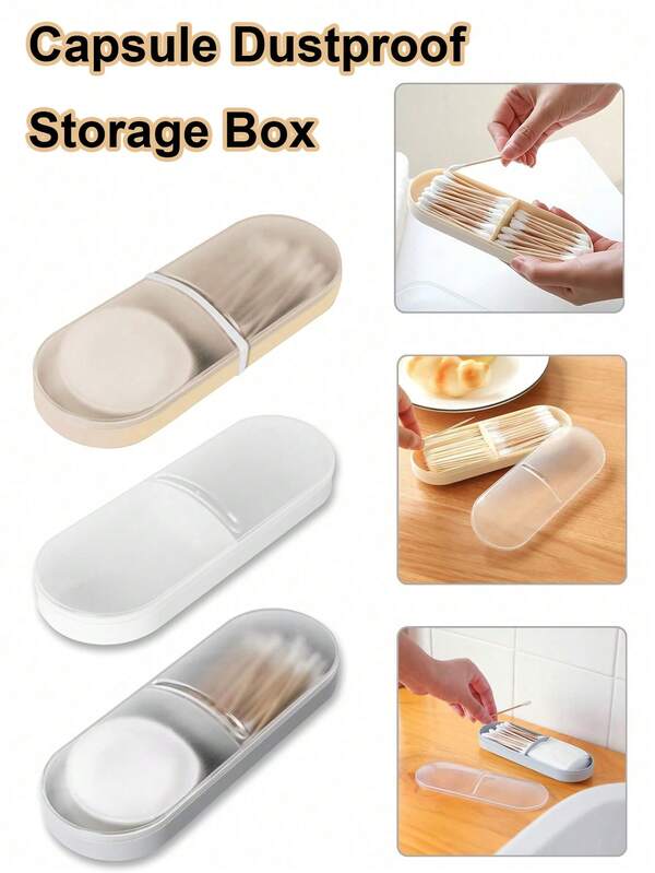 Transparent Travel Storage Box For Cotton Swabs, Small Plastic Cotton Swab Dispenser, Plastic Ear Swab Storage Box, Toothpick Storage Box, Bathroom Countertop Decorative Storage Organizer Box, Portable Storage Box For Toothpicks, Sticks And More - Compact Design, Suitable For Home And Travel Use (Box Only)
