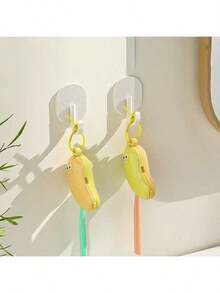 1/2 件香蕉形牙刷盒可重复使用夹式牙刷套耐用塑料牙刷收纳盒便携式可爱牙刷保护盒适合商务旅行和家庭使用适合所有标准牙刷头情侣牙刷保护盒（黄色底部为绿色，绿色底部为黄色） - 彩色 - 查看 5