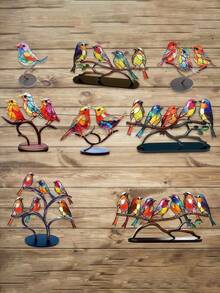 1 PIEZA Figura decorativa de pájaro de acrílico encantadora, decoración de pájaro de madera plana estilo europeo, pájaro de acrílico colorido en una rama, decoración de habitación, figura decorativa de pájaro de estilo moderno para mesa, adornos decorativos, para decoración del hogar, decoración del baño, se puede usar como regalo para Halloween, Navidad, Día del Padre, Pascua, Día de la Madre, pieza decorativa para novio/novia, decoración de la habitación, decoración de la sala de estar, decoración de la oficina - Multicolor - Ver 11