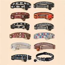 [Pet Collars] 5pcs Random Pet Collars With Bells | Adjustable Cartoon Patterns For Small Cats And Dogs | PP Material, Without Battery
