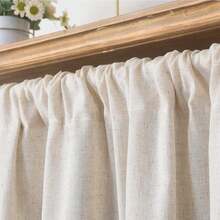 Sutuo Home Boho Sheer Curtain Valance Cotton Linen With Bohemian Handmade Tassels, Short French Farmhouse Window Treatment For Kitchen Cafe, Rod Pocket, 1 Panel 59" W X 18" L, Natural - 亞麻紋理59寬x18升1包 - 查看 7