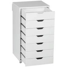 Vinsetto Seven-Drawer Filing Cabinet, With Wheels - White - default - View 7