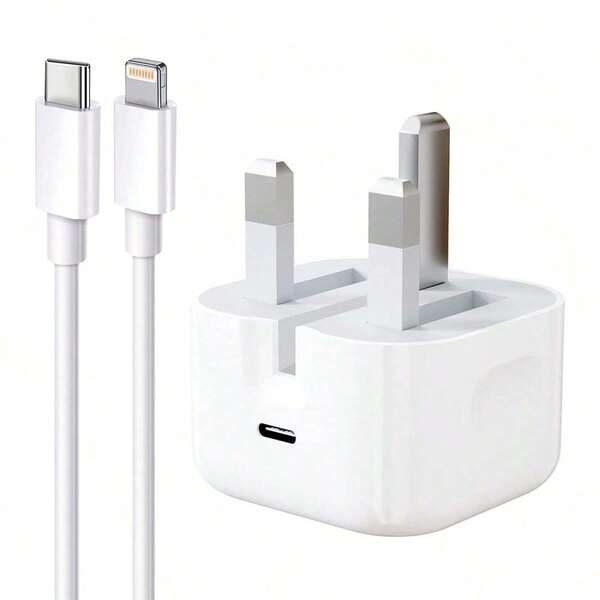 1 طقم شاحن آيفون قابس بريطاني + كابل شحن سريع من نوع C إلى Lightning بطول 3.3 قدم/100 سم، شاحن حائط محمول USB، محول قابس للسفر متوافق مع آيفون 14 برو/13 برو/12/12 برو ماكس/11 برو ماكس/XS ماكس/XS/XR/X/8 مناسب للسفر والمكتب والسكن والمنزل، شحن سريع