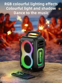 ZEALOT PT02 60W High-Power Wireless Speaker, Portable Outdoor Subwoofer With 1 Speaker, 8000mAh Battery, RGB Lights, Compatible With SD Card/USB/AUX, Supports Dual Speakers, Hands-Free Calling, Suitable For Outdoor Events, Home Parties, Beach Parties