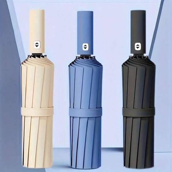 1 pieza Paraguas automático de 24 varillas, paraguas resistente al viento y protector solar, paraguas compacto anti-plegado con protección UV, adecuado para negocios, escuela, oficina, hogar, viajes