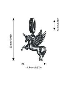 WOSTU 1 Pc Solid 925 Sterling Silver Lovely Girl & Cat Horse Celtic Knot Charm Unicorn Heart Pendant Fit DIY Bracelet Necklace Heart Jewelry Series