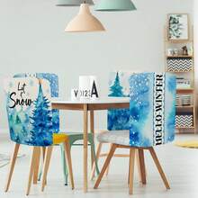 1pc/4pcs/24pcs Christmas Tree Pattern Removable Washable Chair Covers, Suitable For Home, Restaurant, Living Room, Kitchen Decoration In Winter - Multicolor - View 2