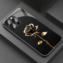 Funda para Teléfono: Diseño Minimalista en y Rosa Dorado , Compatible con iPhone 17/17Pro/17Promax/17air/16/16Pro/16ProMax/16Plus/15/15Plus/15Pro/15ProMax, 14/14Plus/14Pro/14ProMax, 13/13Pro/13ProMax, 12/12Pro/12ProMax, 11/11Pro/11ProMax, 7/8Plus, XR/Xs/XsMax, Cobertura Completa con - Negro - Ver 1
