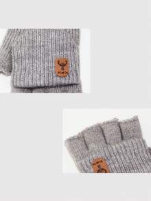 Luvas de Tricô Quentes com Parte Superior Reversível, Luvas Sólidas Grossas para Escrita, Estudantes, Outono/Inverno, Decoração de Outono Masculina