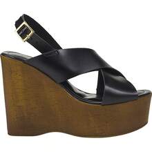 Rosavivi Women's Wedge Sandal High Platform Wooden Heel Cross Straps Comfortable Lightweight Modern - màu đen - Xem 5