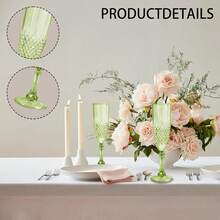 Plastic Champagne Flutes,  Green Plastic Wine Glasses Goblets Reusable Champagne Flute For Weddings, Bachelor Parties, Toasting, And Events - 綠色 - 查看 3