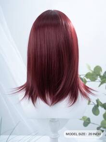 alicegarden 1 Tóc giả tổng hợp chịu nhiệt, tóc giả ngắn màu đỏ có mái, dài 20 feet, làm bằng sợi, thích hợp sử dụng hàng ngày, tóc giả mô phỏng tự nhiên - Đỏ - Xem 4