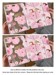 Halloween Pumpkin Dual-Sided Sprayed Acrylic Transparent Crystal Tablet Case Compatible With Samsung Galaxy Tab S6 Lite 10.4, IPad Air 11-Inch (M2) 2024 And IPad 10th Gen - Shock-Resistant, Built-In Pencil Slot, Sleep/Wake Function, Foldable Stands - Perfect Gift For Christmas, Holidays, And New Year