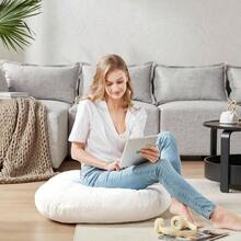 Round Floor Pillow Insert, Large Thick Meditation Cushion, 32 Inch Circular Seating Cushions, Foam Added, Advanced - 白色(僅插入)+ 2 包 - 查看 6